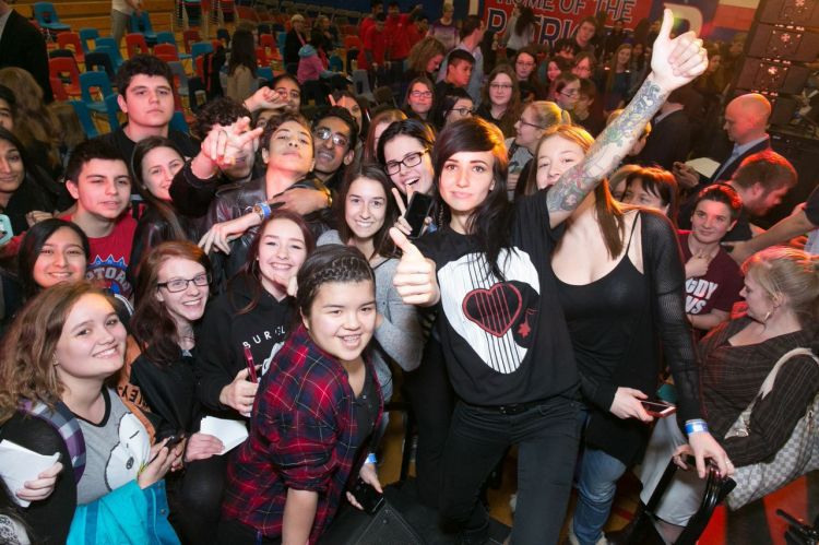 2015 JUNO Award nominee Lights at the MusiCounts event at Orchard Park Secondary School in Hamilton on March 12, 2015. (Photo: Barry Roden)