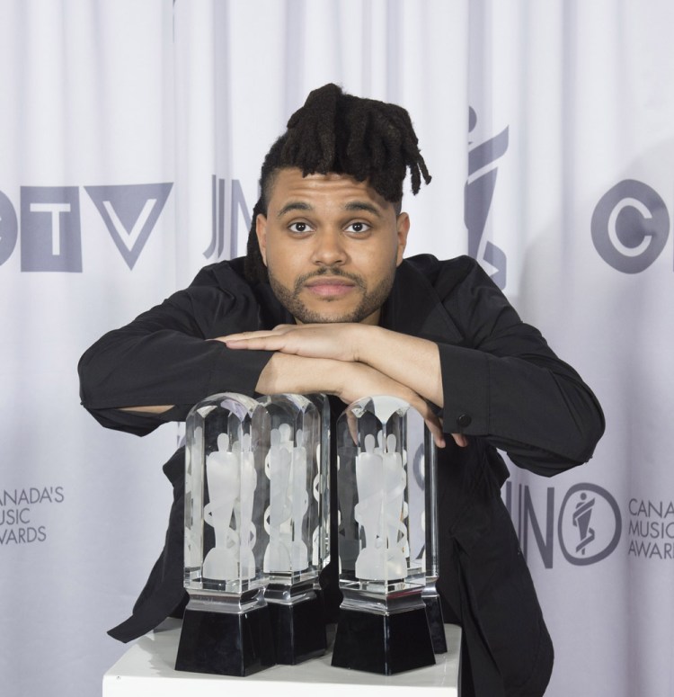 The Weeknd at the 2016 JUNO Awards at Scotiabank Saddledome in Calgary on April 3, 2016. (Photo: CARAS)