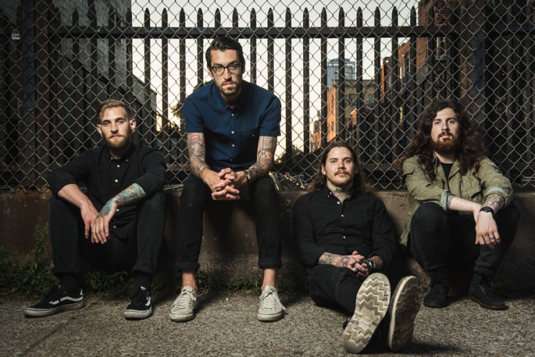 L-R: Kyle Sipress, Andy Trick, Mike Hranica, Jeremy DePoyster of The Devil Wears Prada. (Photo: Anthony Barlich)