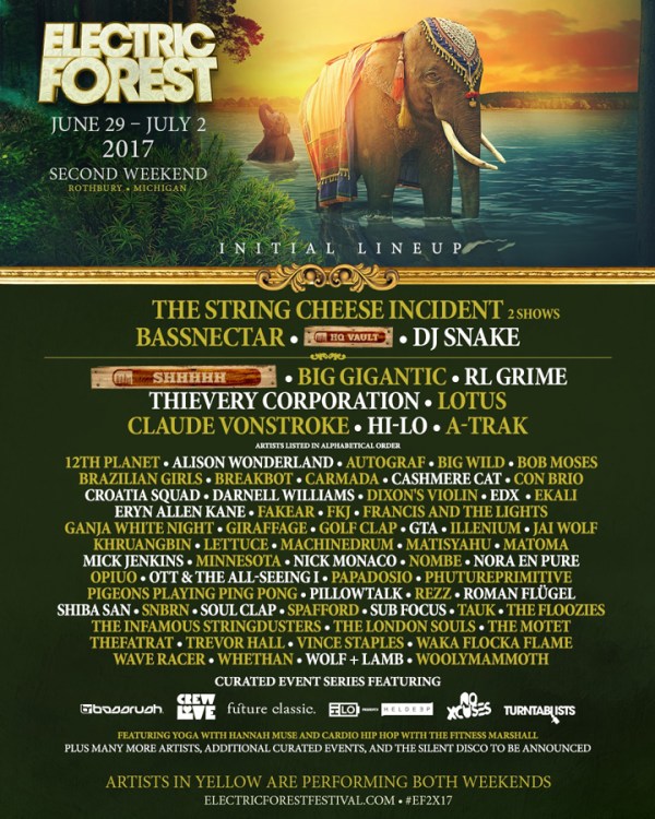 Electric Forest 2017 Weekend Two Lineup