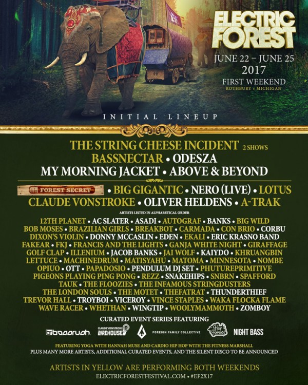 Electric Forest 2017 Weekend One Lineup