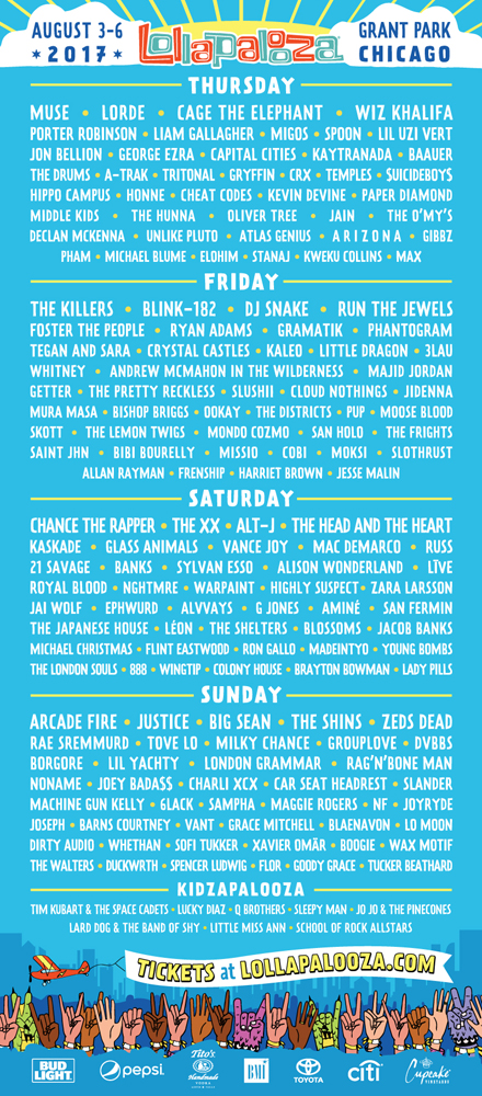 Lollapalooza Chicago 2017 Lineup
