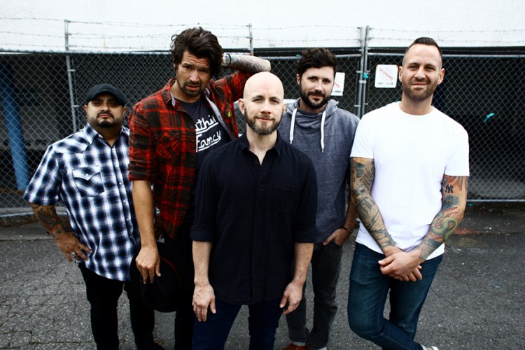 L-R: Eddie Reyes, Adam Lazzara, Shaun Cooper, John Nolan, and Mark O'Connell of Taking Back Sunday. (Photo: Ryan Russell)