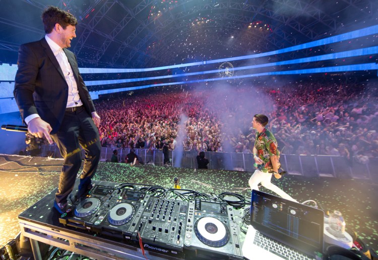 Dillon Francis and G-Eazy perform at the Coachella Music Festival in Indio, California on April 14, 2017. (Photo: Erik Voake)