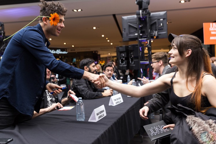Max Kerman of Arkells appears at JUNO Fan Fare at the Rideau Centre in Ottawa on April 1, 2017. (Photo: Brendan Albert/Aesthetic Magazine)