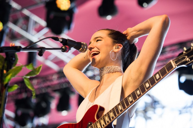 Sofi Tukker performs at the Coachella Music Festival in Indio, California on April 16, 2017. (Photo: Greg Noire)