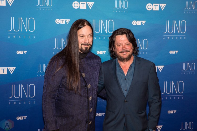 Rob Baker (L) and Paul Langlois of The Tragically Hip attend the 2017 JUNO Awards at the Canadian Tire Centre in Ottawa on April 2, 2017. (Photo: Brendan Albert/Aesthetic Magazine)