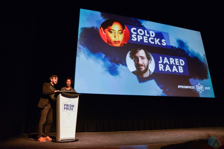 Cold Specks and Jared Raab at the Prism Prize gala at TIFF Lightbox in Toronto on May 14, 2017. (Photo: Joanna Glezakos/Aesthetic Magazine)