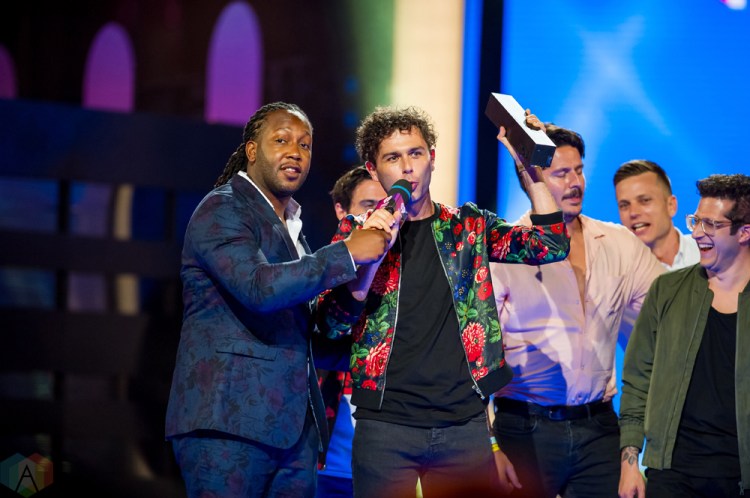 Arkells on stage at the 2017 iHeartRadio Much Music Video Awards in Toronto on June 18, 2017. (Photo: Orest Dorosh/Aesthetic Magazine)