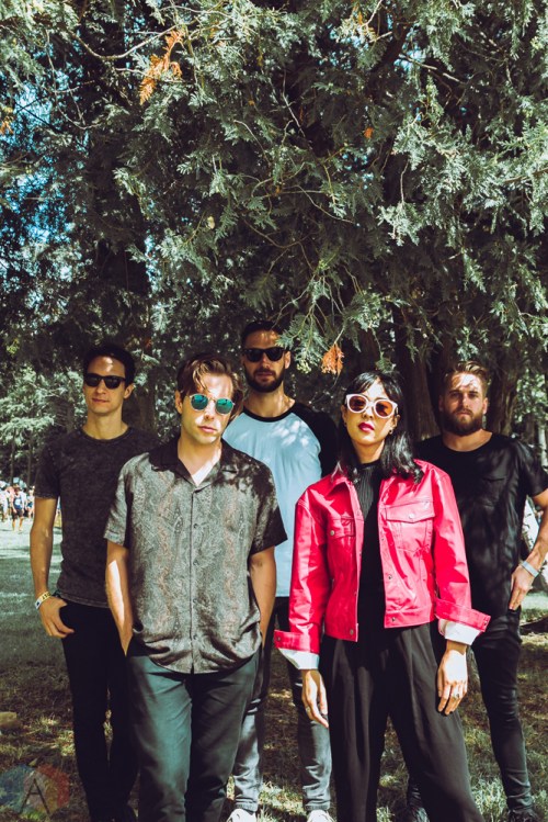 The Naked And Famous pose for a backstage portrait at Wayhome 2017.(Photo: Alyssa Balistreri/Aesthetic Magazine)