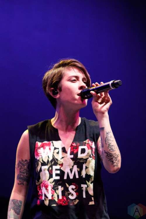 Tegan And Sara performs at High And Low Festival at the NOS Events Center in San Bernardino, California on September 9, 2017. (Photo: James Alvarez/Aesthetic Magazine)