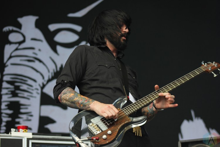 ORO MEDONTE, ON - JULY 29: Jesse Keeler of Death From Above performs at the Wayhome Music Festival on July 29, 2017 in Oro Medonte, ON. (Photo: Curtis Sindrey/Aesthetic Magazine)