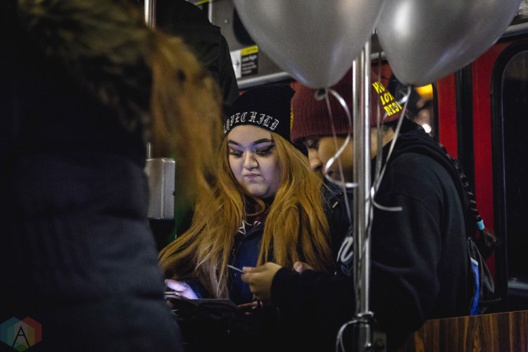 TORONTO, ON - NOVEMBER 2: Fans listen to the new Sam Smith album "The Thrill of it All" aboard a TTC streetcar in Toronto on November 2, 2017. (Photo: Anton Mak/Aesthetic Magazine)
