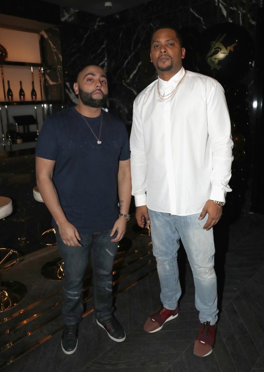 TORONTO, ON - JANUARY 9: DJ Charlie B (L) and Chubbs attend Dwyane Wade's birthday party at Pick 6ix in Toronto on January 9, 2018. (Photo: Johnny Nunez/Getty)