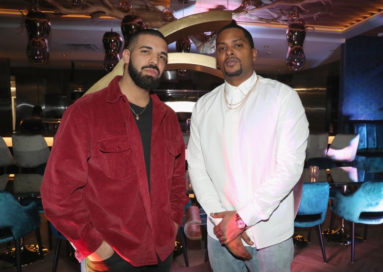 TORONTO, ON - JANUARY 9: Drake (L) and Chubbs attend Dwyane Wade's birthday party at Pick 6ix in Toronto on January 9, 2018. (Photo: Johnny Nunez/Getty)