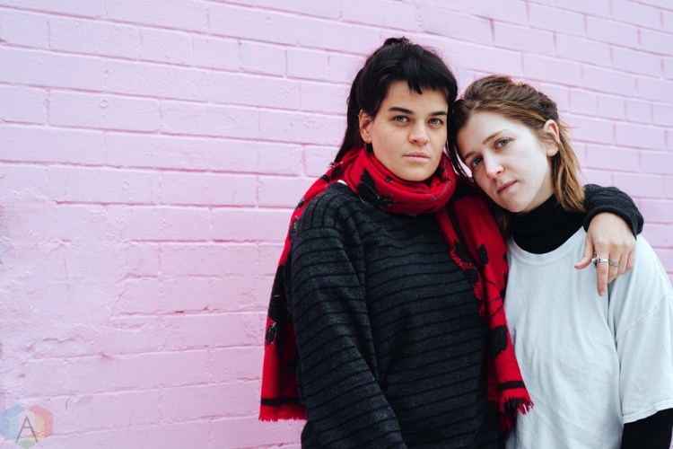 TORONTO, ON - JANUARY 18: Hana Elion and JJ Mitchell of Overcoats pose for a portrait in Toronto. (Photo: Nicole De Khors/Aesthetic Magazine)