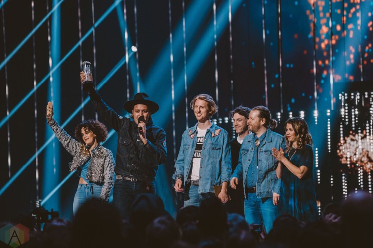 VANCOUVER, BC - MARCH 25: Arcade Fire attends the Juno Awards at Rogers Arena in Vancouver on March 25, 2018. (Photo: Tim Nugyen/Aesthetic Magazine)