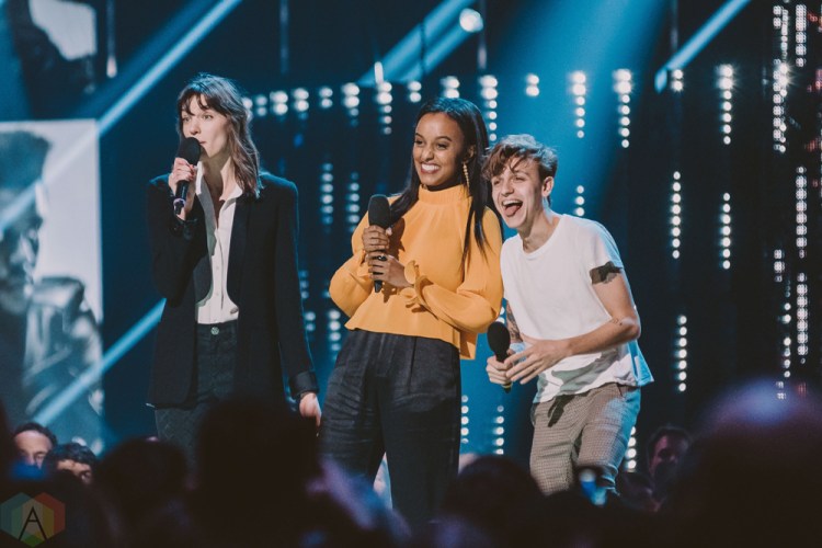 VANCOUVER, BC - MARCH 25: Charlotte Cardin, Ruth B, and Scott Helman attend the Juno Awards at Rogers Arena in Vancouver on March 25, 2018. (Photo: Tim Nugyen/Aesthetic Magazine)