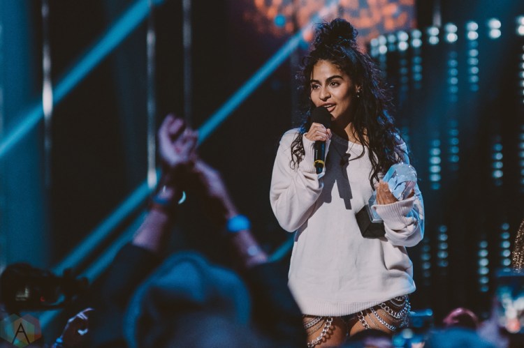 VANCOUVER, BC - MARCH 25: Jessie Reyez attends the Juno Awards at Rogers Arena in Vancouver on March 25, 2018. (Photo: Tim Nugyen/Aesthetic Magazine)