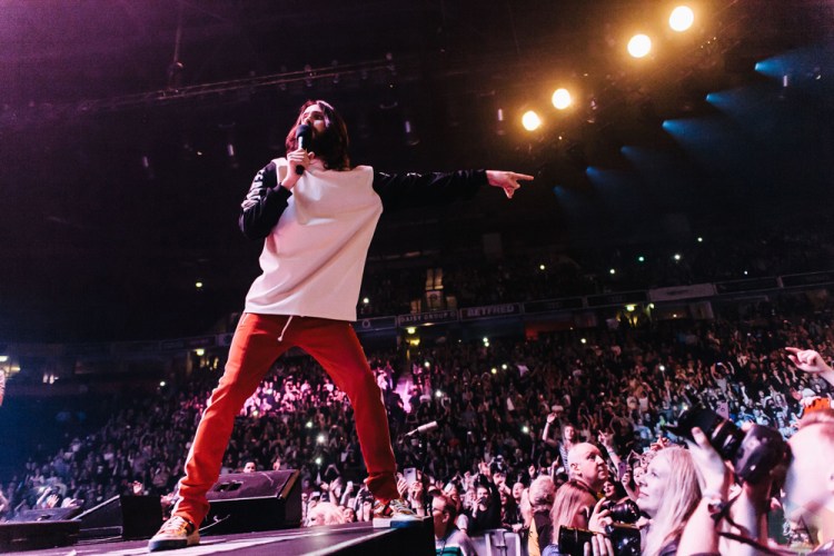 MANCHESTER, UK - MARCH 24: Jared Leto of Thirty Seconds To Mars performs at Manchester Arena in Manchester, UK on March 24, 2018. (Photo: Priti Shikotra/Aesthetic Magazine)