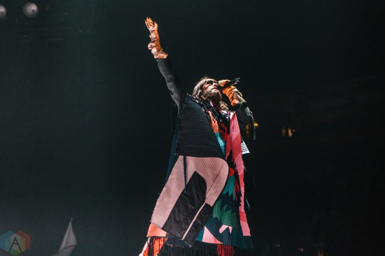 MANCHESTER, UK - MARCH 24: Jared Leto of Thirty Seconds To Mars performs at Manchester Arena in Manchester, UK on March 24, 2018. (Photo: Priti Shikotra/Aesthetic Magazine)