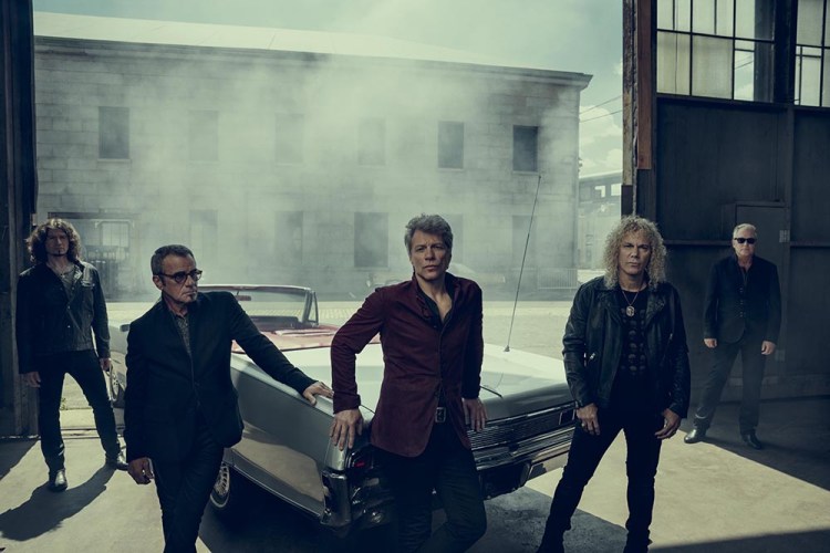 Bon Jovi (l-r): Phil X, Tico Torres, Jon Bon Jovi, David Bryan, Hugh McDonald. (Courtesy of Island Records)