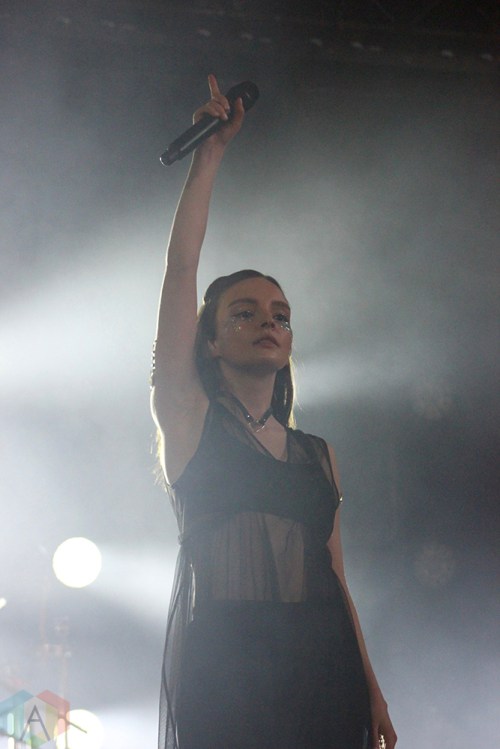 TORONTO, ON - JUNE 16: Lauren Mayberry of CHVRCHES performs at NXNE 2018 at Yonge-Dundas Square in Toronto on June 16, 2018. (Photo: Curtis Sindrey/Aesthetic Magazine)