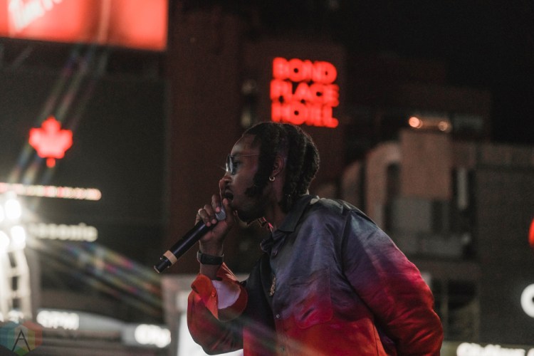 TORONTO, ON - JUNE 15: Jazz Cartier performs at Yonge-Dundas Square in Toronto during NXNE on June 15, 2018. (Photo: Nicole De Khors/Aesthetic Magazine)