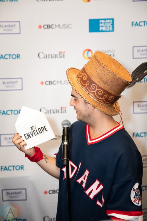 TORONTO, ON - SEPTEMBER 17: Jeremy Dutcher appears at Polaris Prize gala at the Carlu in Toronto, Ontario on September 17, 2018. (Photo: Brendan Albert/Aesthetic Magazine)
