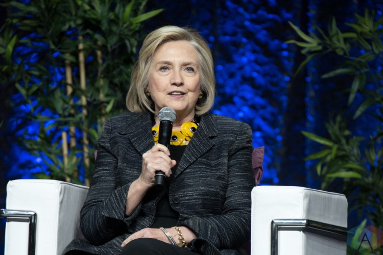 TORONTO, ON - NOVEMBER 27: Bill Clinton and Hillary Clinton appear at Scotiabank Arena in Toronto on November 27, 2018. (Photo: Jaime Espinoza/Aesthetic Magazine)