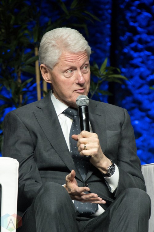 TORONTO, ON - NOVEMBER 27: Bill Clinton and Hillary Clinton appear at Scotiabank Arena in Toronto on November 27, 2018. (Photo: Jaime Espinoza/Aesthetic Magazine)