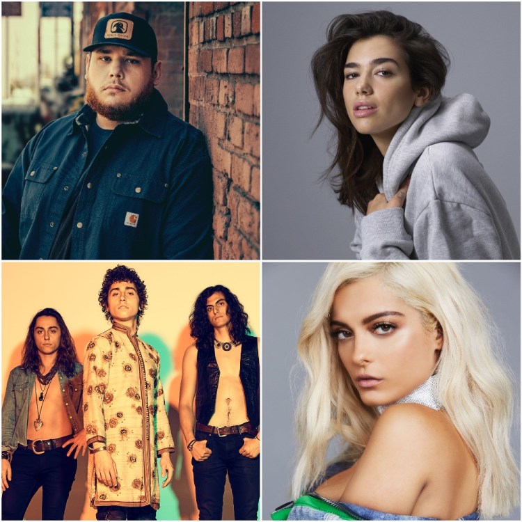 (L-R) Luke Combs, Dua Lipa, Greta Van Fleet, and Bebe Rexha. 