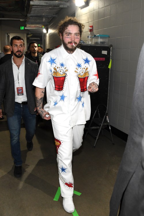 ATLANTA, GA - FEBRUARY 01: Post Malone is seen backstage at Super Bowl Music Fest at State Farm Arena on February 1, 2019 in Atlanta, Georgia. (Photo: Kevin Mazur/Getty)