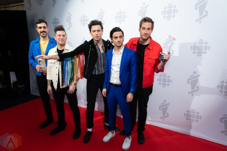 LONDON, ON - MARCH 17: Arkells attend the 2019 Juno Awards red carpet at Budweiser Gardens in London, Ontario on March 17, 2019. (Photo: Brendan Albert/Aesthetic Magazine)