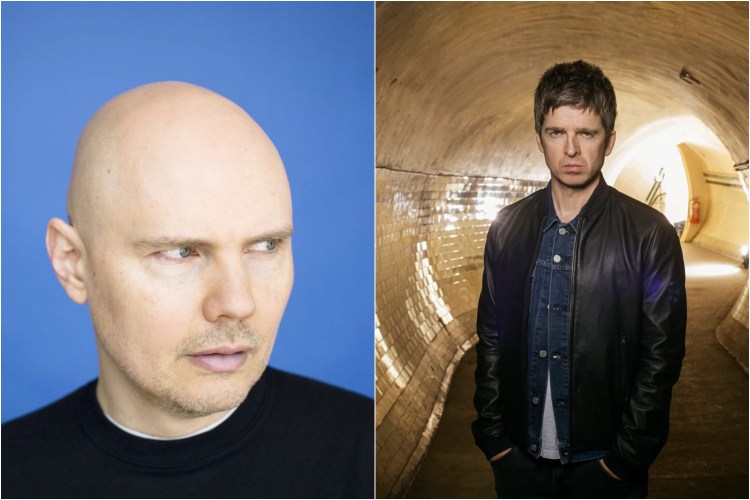 Billy Corgan of Smashing Pumpkins (L) and Noel Gallagher.