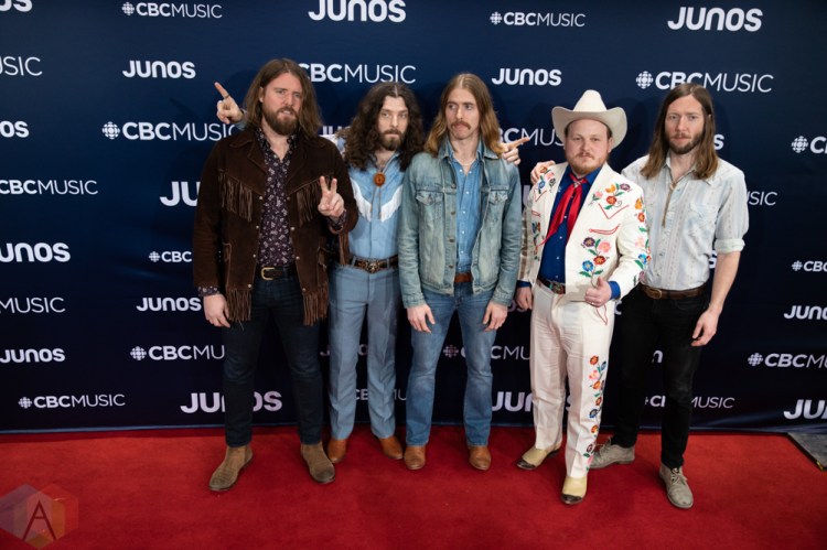 LONDON, ON - MARCH 17: The Sheepdogs attend the 2019 Juno Awards red carpet at Budweiser Gardens in London, Ontario on March 17, 2019. (Photo: Brendan Albert/Aesthetic Magazine)